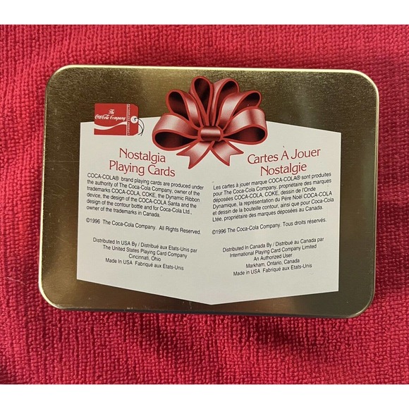 Coca Cola Christmas Santa Nostalgia Playing Cards W/Tin 1996 Limited Edition New - Picture 4 of 4